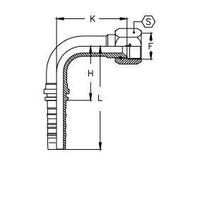 Внутр. резьба конус - 37° - угол  90° - удлиненный