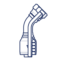 Фитинг предпресованный BSP внутренняя резьба конус 60° угол 45°, предварительно обжатая гайка BS 5200 - ISO 12151-6