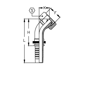 DKO-S Внутренняя резьба угол 45°