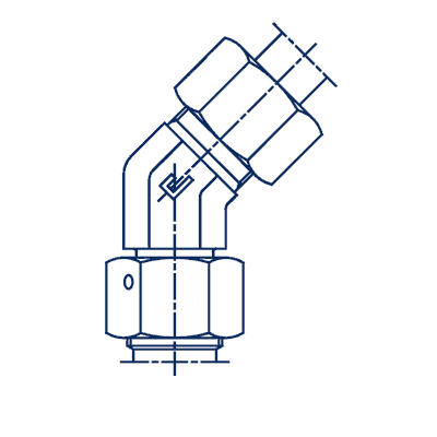 Угловые 45° гайка-штуцер S серия в сборе с B4