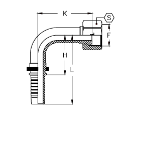 ORFS Внутренняя резьба угол 90° удлиненный