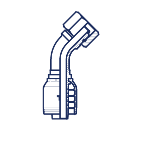 Фитинг предпресованный BSP внутренняя резьба конус 60° O'RING угол 45° шестигранная гайка BS 5200 - ISO 12151-6 (серия H)