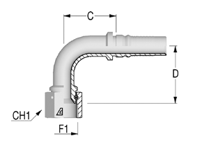 JIC Interlock внутренняя резьба 90 градусов