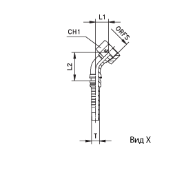 ORFS внутренняя резьба, обжатая/накидная гайка угол 45°