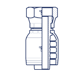 Фитинг предпресованный BSP Конус 90° внутренняя дюймовая резьба плоское уплотнение, предварительно обжатая гайка (серия H)