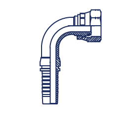 DKO-L внутренняя резьба обжатая гайка угол 90°