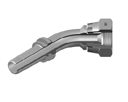 JIC внутренняя резьба - конус 74° - угол 45° - предварительно обжатая гайка